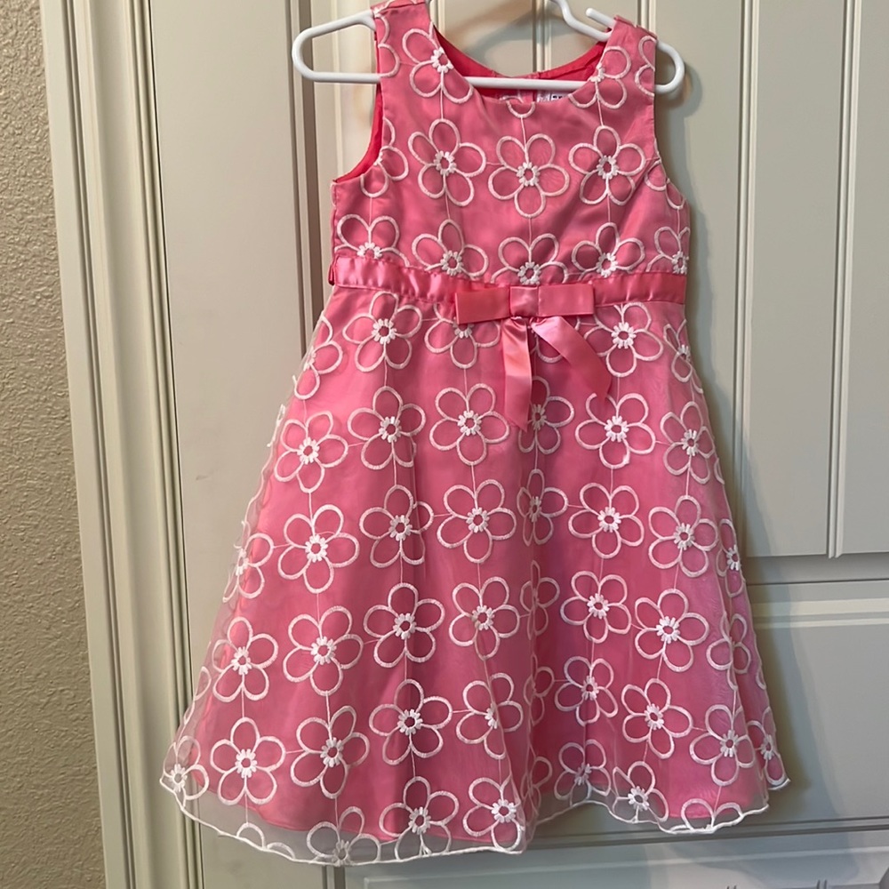 Pink and cream embroidered dress